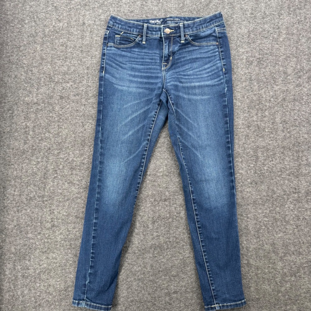 Mossimo Denim Mid-Rise Jeggings Medium Wash Blue Skinny Jeans Size 6/28 Stretch
